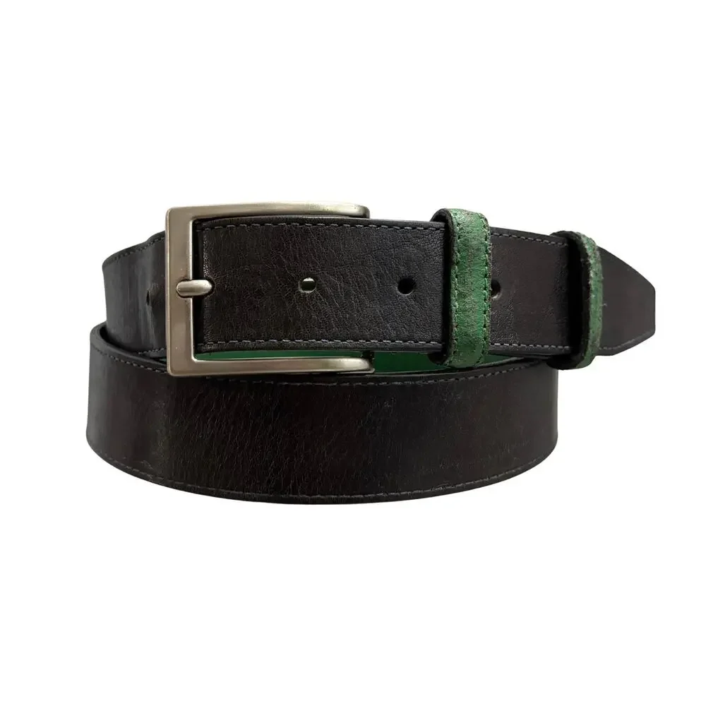 Piero Gabrieli Italy Black Green Leather Dress Belt Men’s Size 42